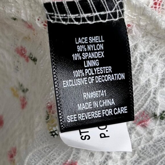 Self Esteem Small Floral Sheer Tie Front Bow Long Sleeve Cottage - Picture 6 of 9